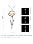 Collier Fleur à la Pierre Bleu Clair Ronde Fluorescent- Plaqué Argent