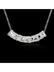Collier Classique en Forme de Lune à la Pierre Bleu Claire Fluorescent - Plaqué Argent