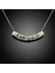 Collier Classique en Forme de Lune à la Pierre Bleu Claire Fluorescent - Plaqué Argent