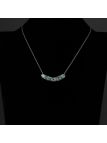 Collier Classique en Forme de Lune à la Pierre Bleu Claire Fluorescent - Plaqué Argent