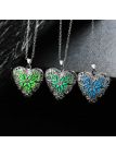 Collier Coeur à la Pierre Bleu Clair Fluorescent - Plaqué Argent