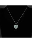 Collier Coeur à la Pierre Bleu Clair Fluorescent - Plaqué Argent