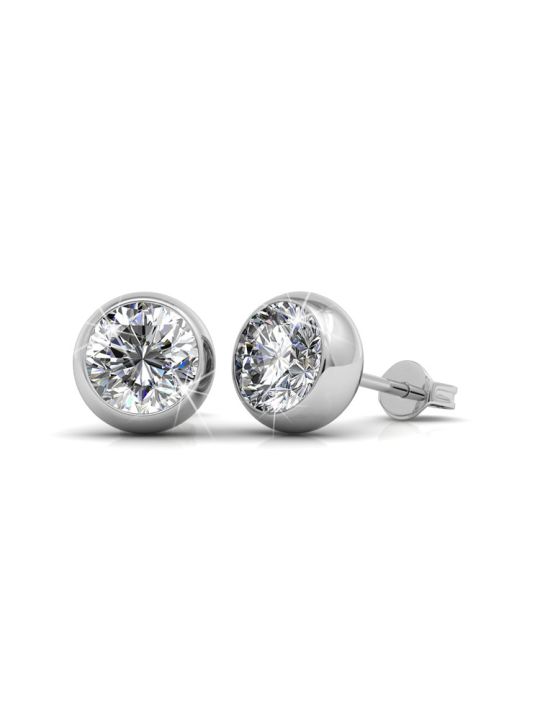Coffret Scintillant de 7 Boucles d'Oreilles Plaquées Platine avec Cristaux Autrichiens en 7 Couleurs