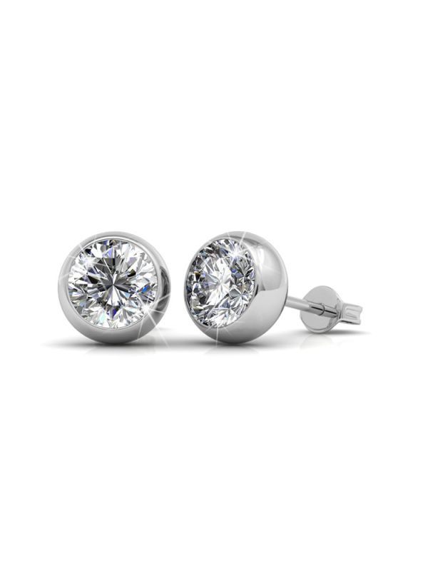 Coffret Scintillant de 7 Boucles d'Oreilles Plaquées Platine avec Cristaux Autrichiens en 7 Couleurs