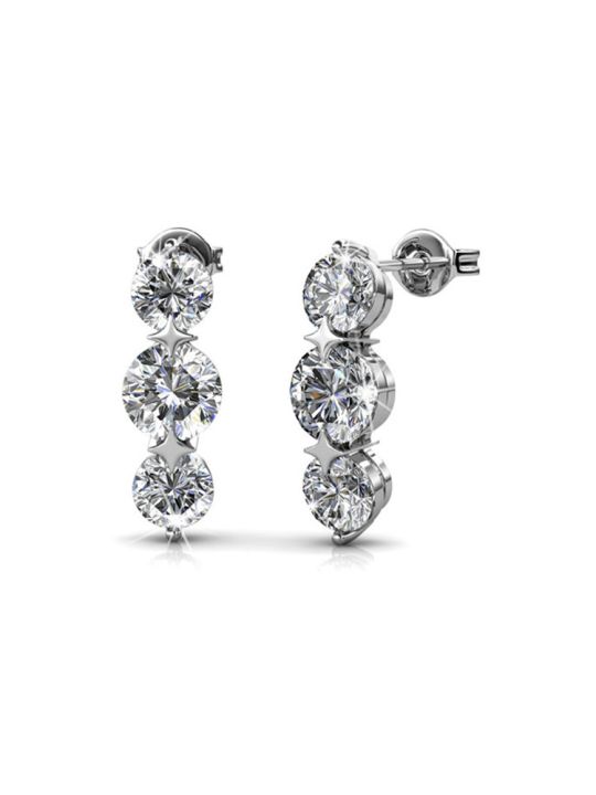 Coffret de 6 Boucles d'Oreilles Plaquées Platine avec Cristaux Autrichiens