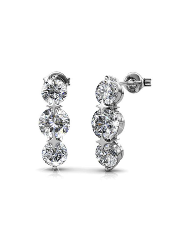 Coffret de 6 Boucles d'Oreilles Plaquées Platine avec Cristaux Autrichiens