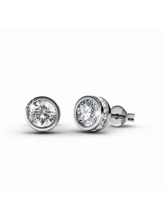 Coffret de 6 Boucles d'Oreilles Plaquées Platine avec Cristaux Autrichiens