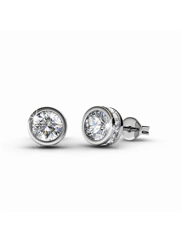 Coffret de 6 Boucles d'Oreilles Plaquées Platine avec Cristaux Autrichiens