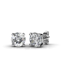 Coffret de 6 Boucles d'Oreilles Plaquées Platine avec Cristaux Autrichiens