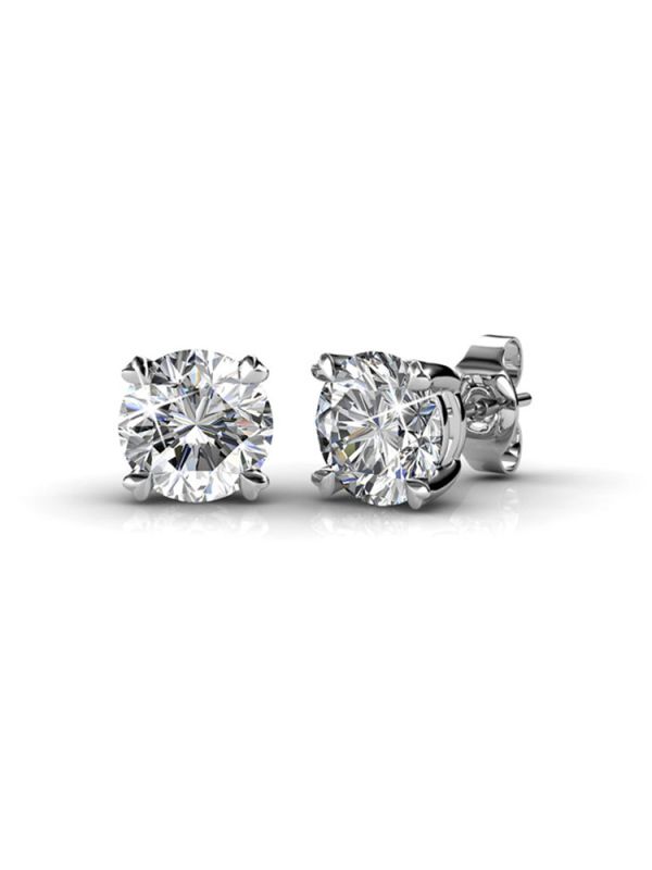 Coffret de 6 Boucles d'Oreilles Plaquées Platine avec Cristaux Autrichiens