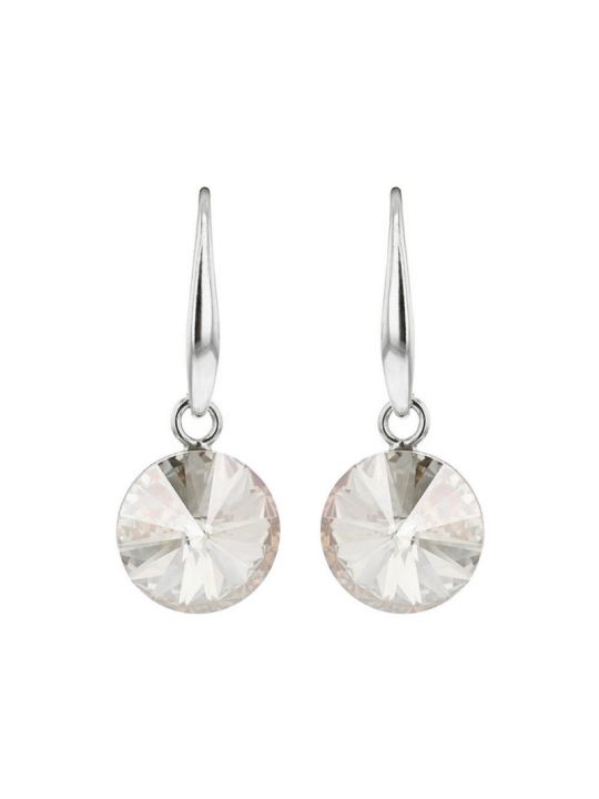 Boucles d'Oreilles Pendantes Plaquées Platine avec Cristal Autrichien