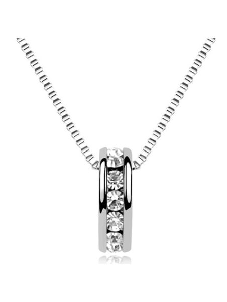 Collier Rectangle avec Pierre - Plaqué Argent 