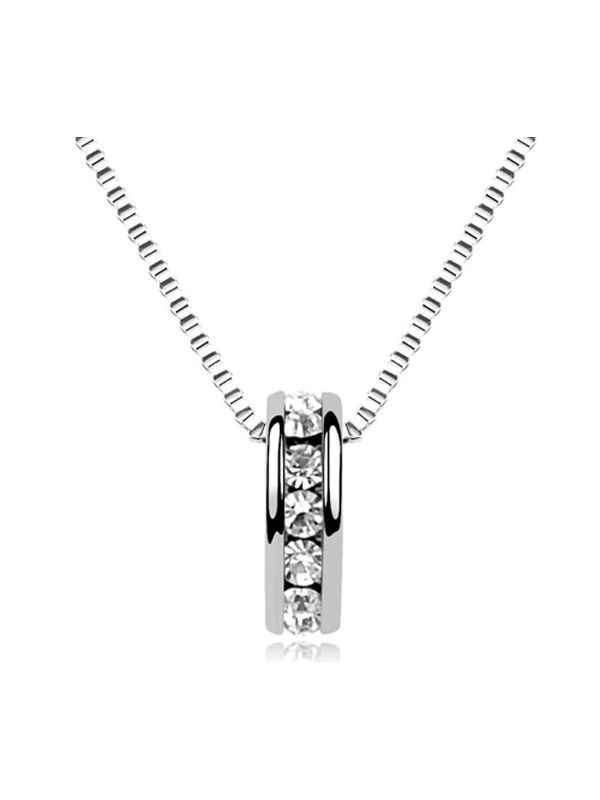 Collier Rectangle avec Pierre - Plaqué Argent 