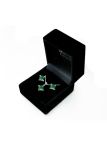 Coffret Parure en Plaqué Platine avec Cristaux Autrichiens Verts en Losange - Luxe Verdoyant et Éclatant