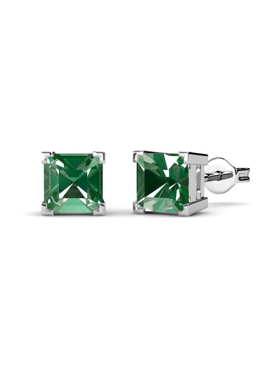 Coffret Parure en Plaqué Platine avec Cristaux Autrichiens Verts en Losange - Luxe Verdoyant et Éclatant