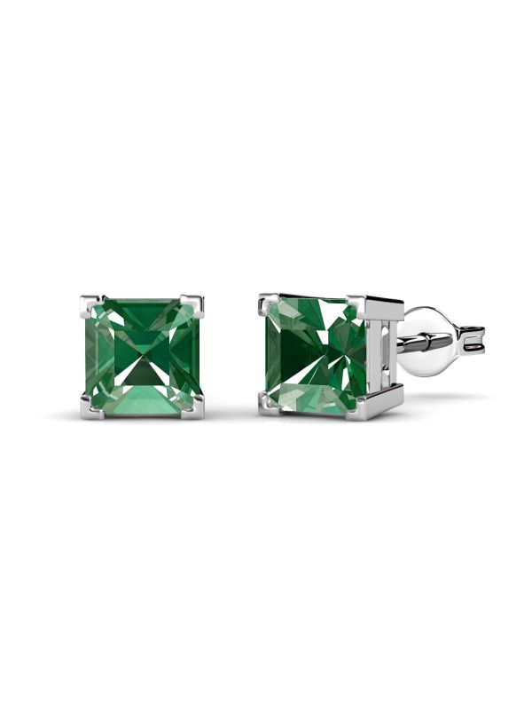 Coffret Parure en Plaqué Platine avec Cristaux Autrichiens Verts en Losange - Luxe Verdoyant et Éclatant
