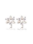 Boucles d'Oreilles Pétales Asymétriques Plaquées platine avec Cristaux Autrichiens en Forme d'Amande - Élégance Unique