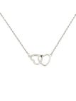 Collier en Acier Inoxydable Argenté avec Double Cœur Entrelacé