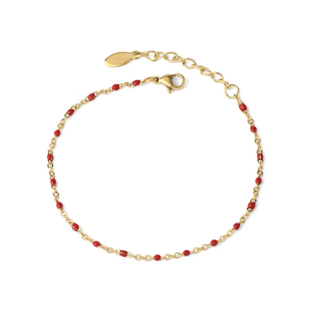 Bracelet Chaîne en Acier Inoxydable Doré avec Perles Colorées