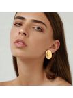 Boucles d'Oreilles Ovales Dorées en Acier Inoxydable Poli