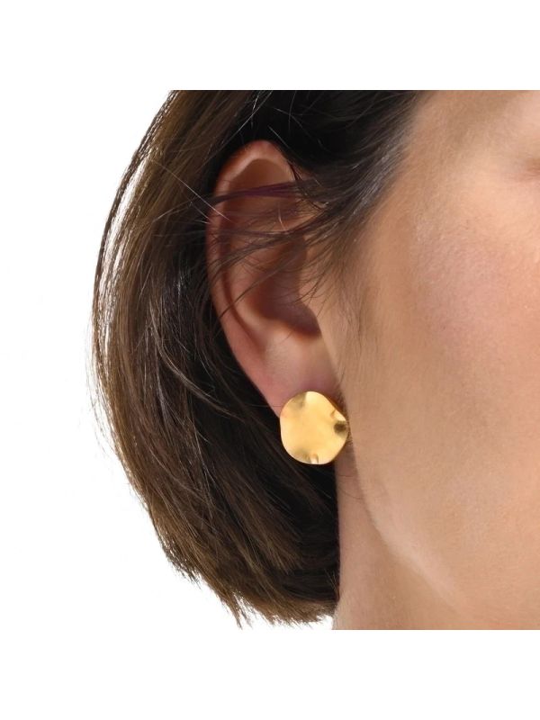 Boucles d'Oreilles Disques Dorés en Acier Inoxydable Poli