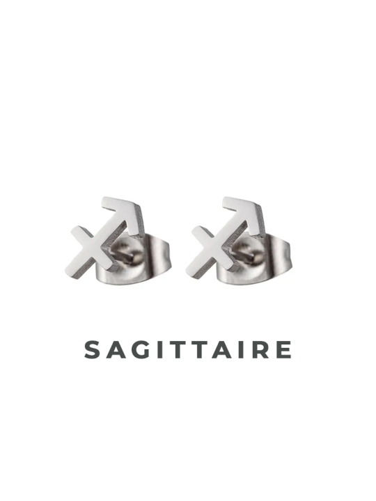 Boucles d'Oreilles Astrologiques en Acier Inoxydable - 8mm