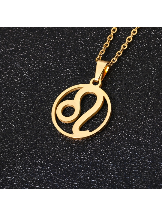 Collier signe astrologique en acier inoxydable doré