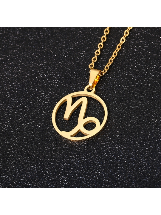 Collier signe astrologique en acier inoxydable doré