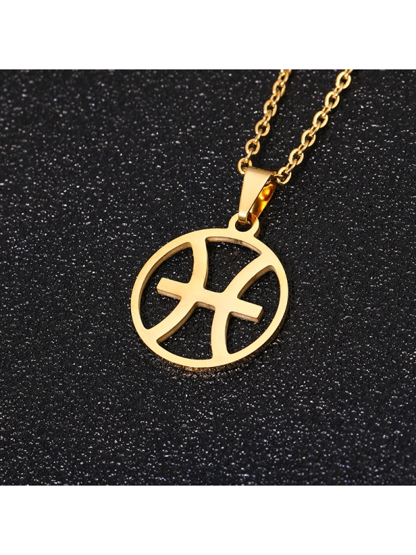 Collier signe astrologique en acier inoxydable doré