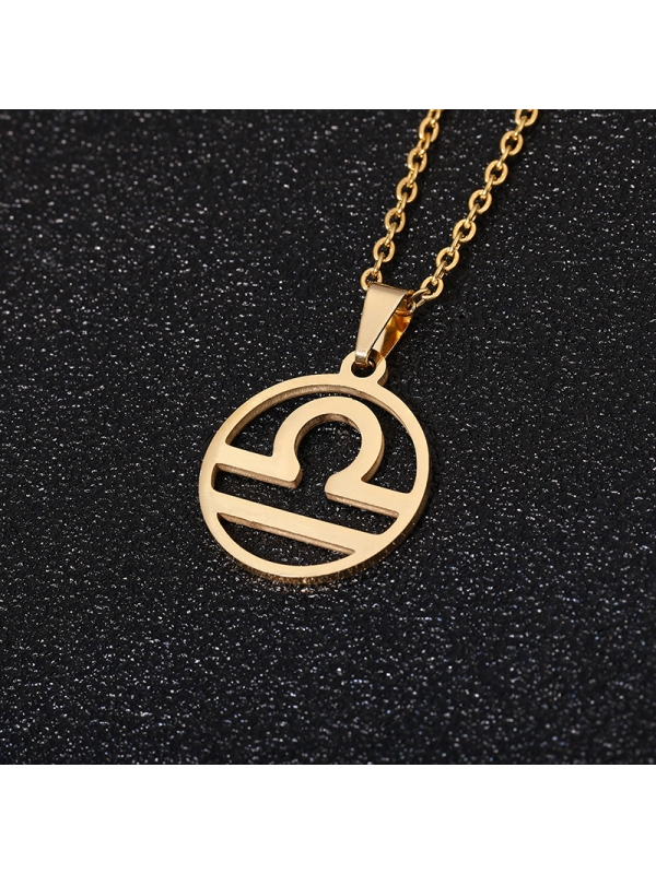 Collier signe astrologique en acier inoxydable doré