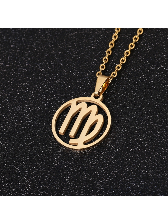 Collier signe astrologique en acier inoxydable doré