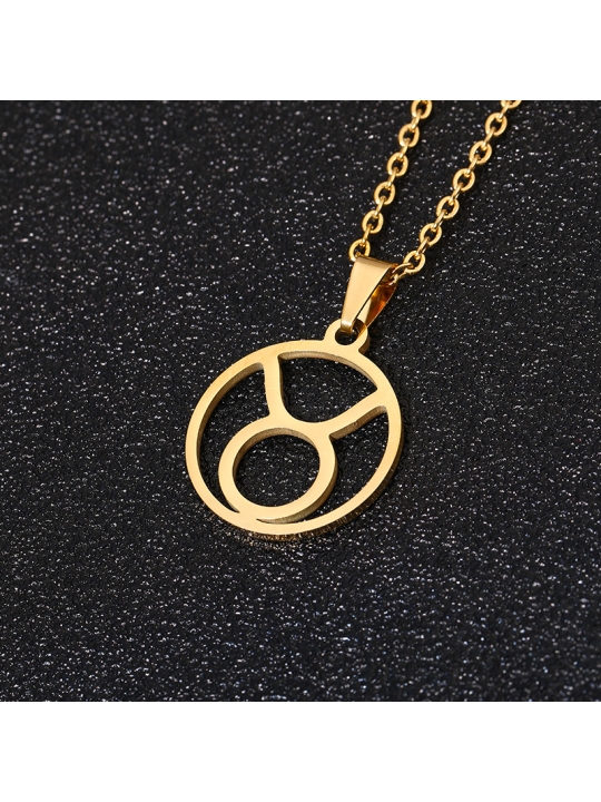 Collier signe astrologique en acier inoxydable doré