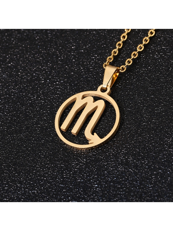 Collier signe astrologique en acier inoxydable doré