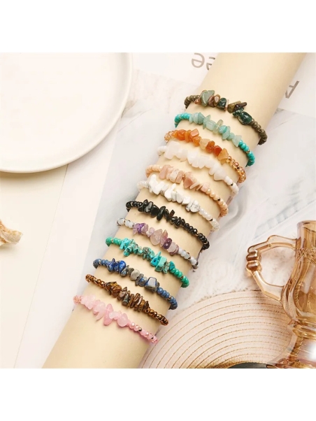 Bracelet en corde tressée avec pierres naturelles – Style bohème authentique