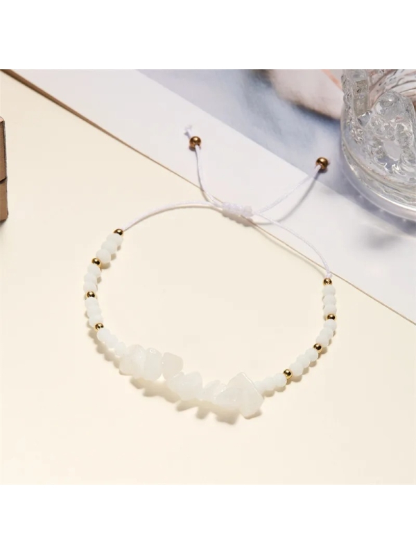 Bracelet en corde tressée avec pierres naturelles – Style bohème authentique