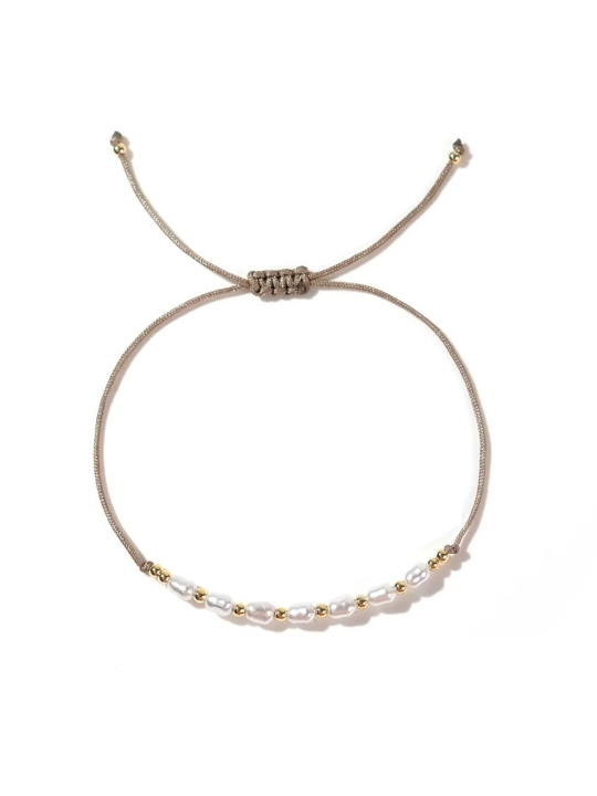 Bracelet minimaliste avec fausses perles et cordon ajustable