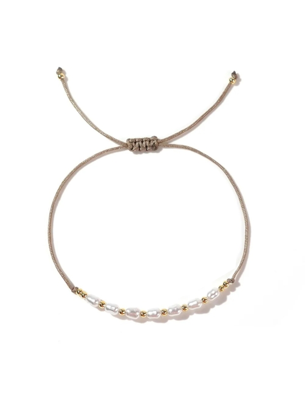 Bracelet minimaliste avec fausses perles et cordon ajustable