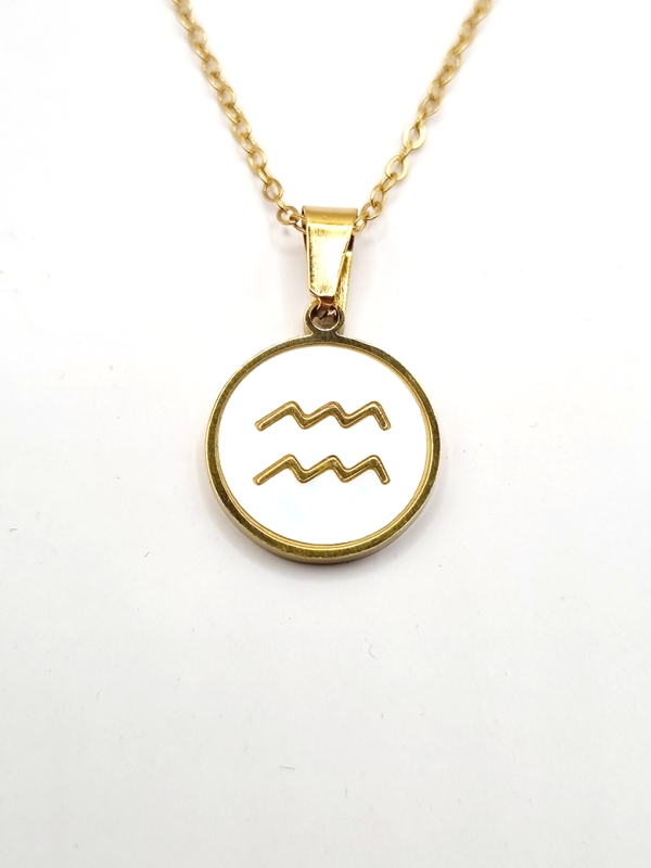 Collier signe astrologique en acier inoxydable plaqué or 18 carats – Élégance personnalisée