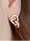 Boucles d'oreilles plaqué or 18 carats avec anneaux gravés et cristaux