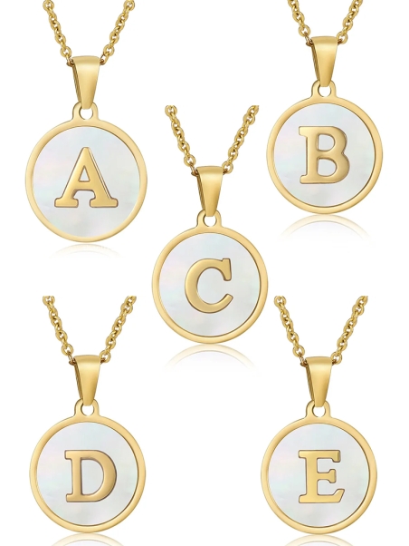 Collier lettrage personnalisé de A à Z en acier inoxydable plaqué or 18 carats