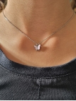 Collier enfant en acier inoxydable avec pendentif papillon rose