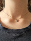 Collier enfant en acier inoxydable doré avec pendentif papillon rose