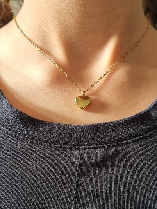Collier enfant en acier inoxydable doré avec pendentif cœur