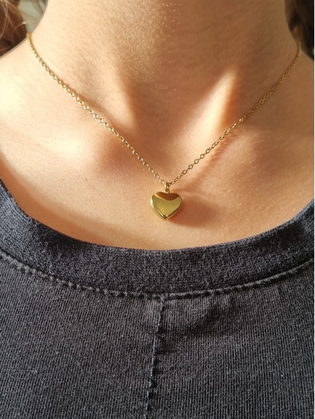 Collier enfant en acier inoxydable doré avec pendentif cœur