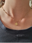 Collier enfant en acier inoxydable doré avec pendentif trèfle et chaîne perlée