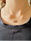 Collier enfant en acier inoxydable doré avec pendentif tête de chat strassée