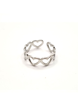 Bague en Acier Inoxydable Argenté Cœurs Entrelacés