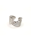 Bague en Acier Inoxydable Argenté Design Croisé Élégant