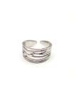 Bague en Acier Inoxydable Argenté Design Texturé Ajustable