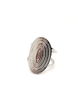 Bague en Acier Inoxydable Argenté Design Ovale Gravé